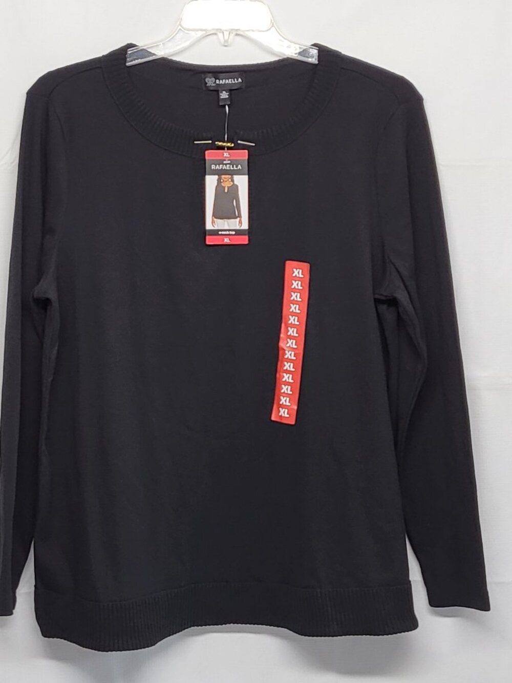 Rafaella Womens Sweater XL Pullover Long Sleeves Black NWT